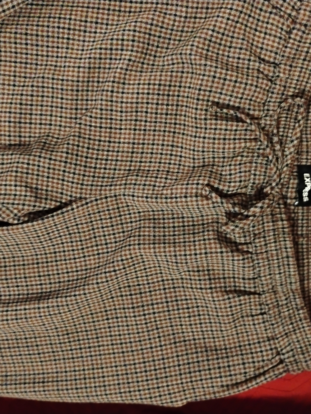 Express Plaid Drawstring High-Rise Trousers - Brown/Beige 18 inches wide - Picture 2 of 8